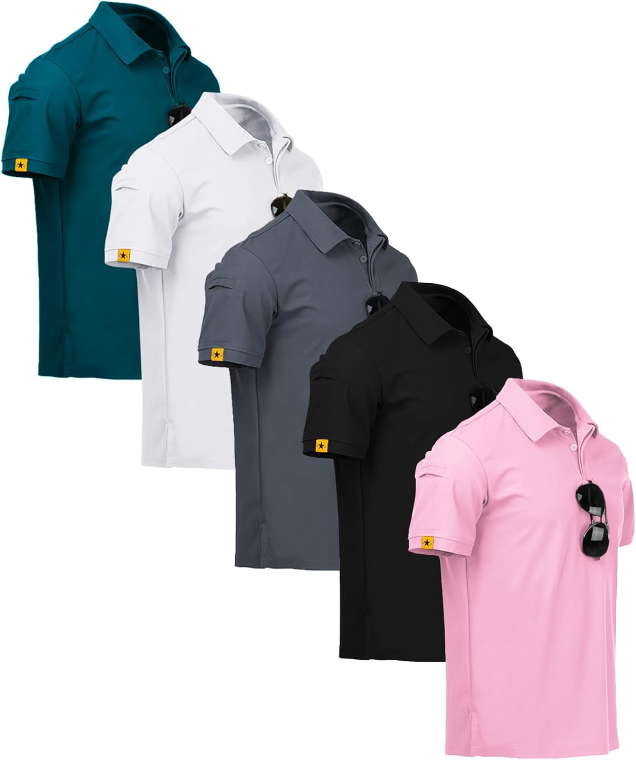 ZITY 5 Pack Mens Polo Shirt Short Sleeve Sports Golf Tennis