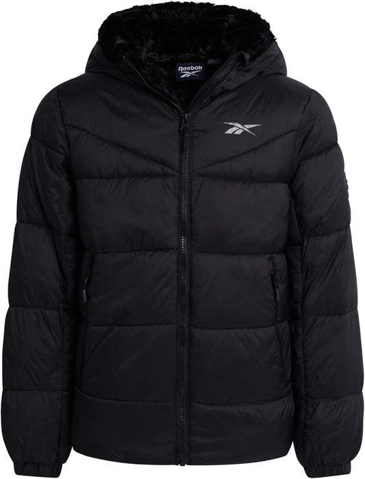 Reebok Girls Winter Coat - Heavyweight Quilted Sherpa Lined