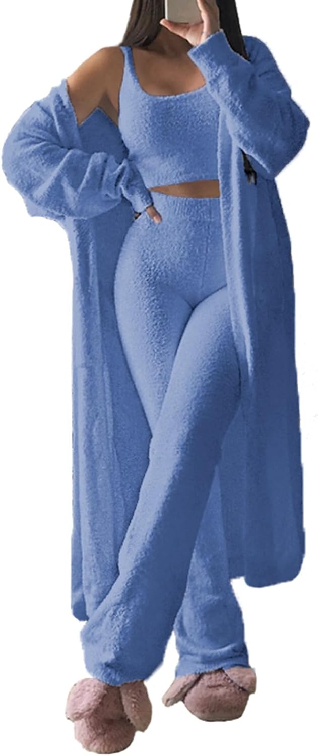 Women's Fuzzy 3 Piece Sweatsuit Set for Cozy Comfort and Style