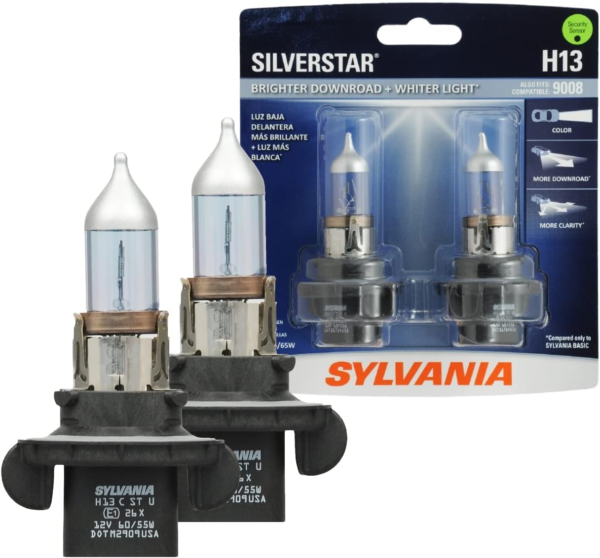 H13 SilverStar Halogen Headlight Bulb for Enhanced Visibility