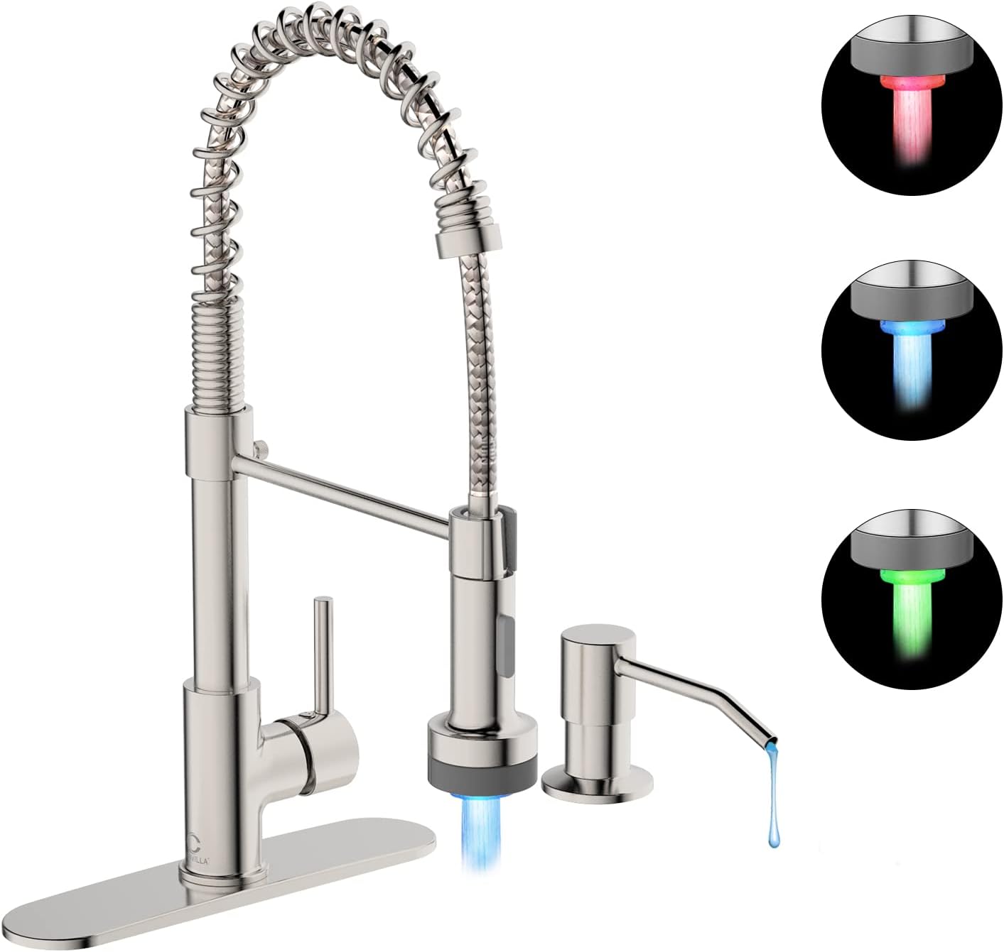 LED Kitchen Faucet with Soap Dispenser for Farmhouse RV Sink