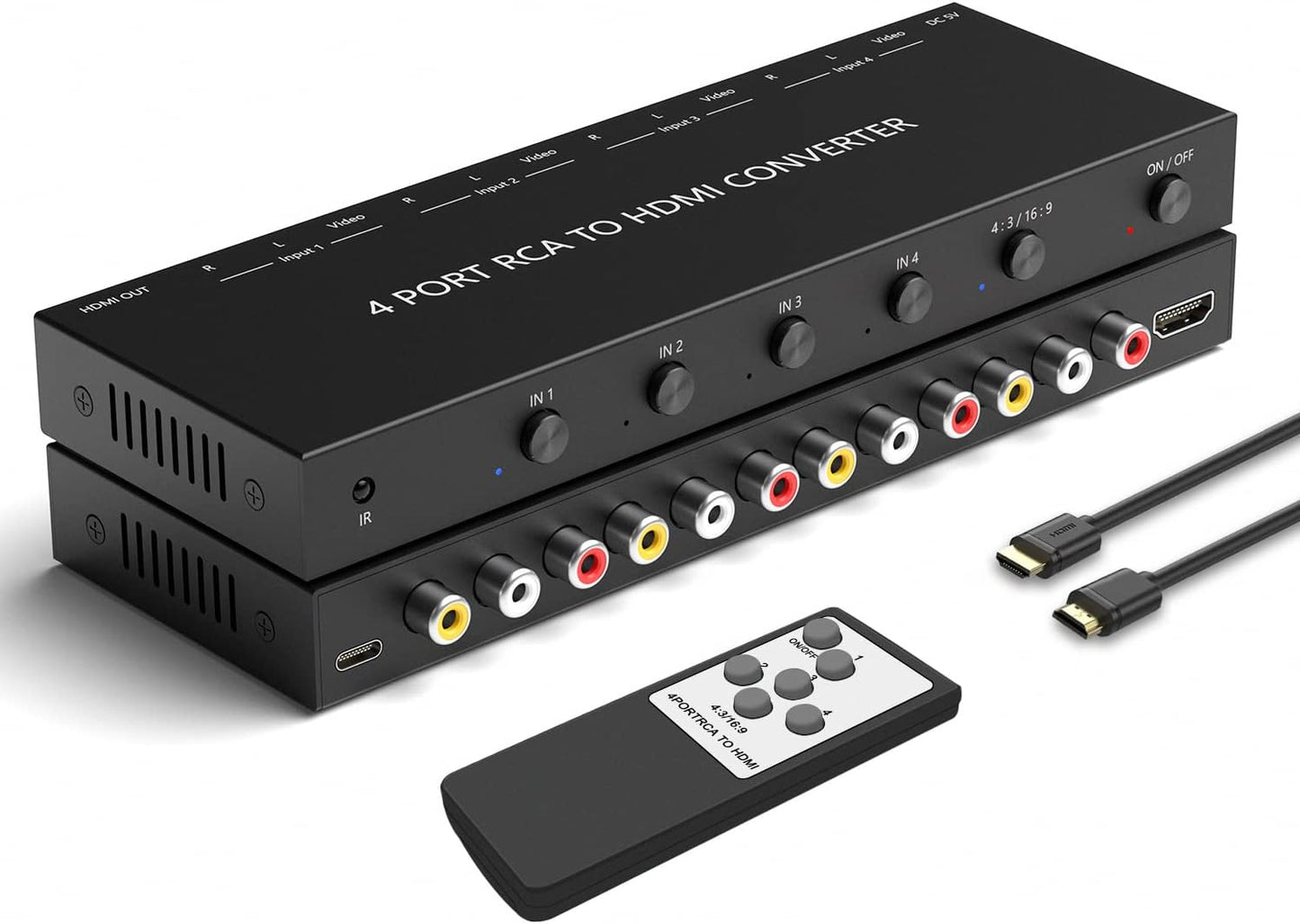 4 Way RCA Composite to HDMI Converter for Gaming Consoles