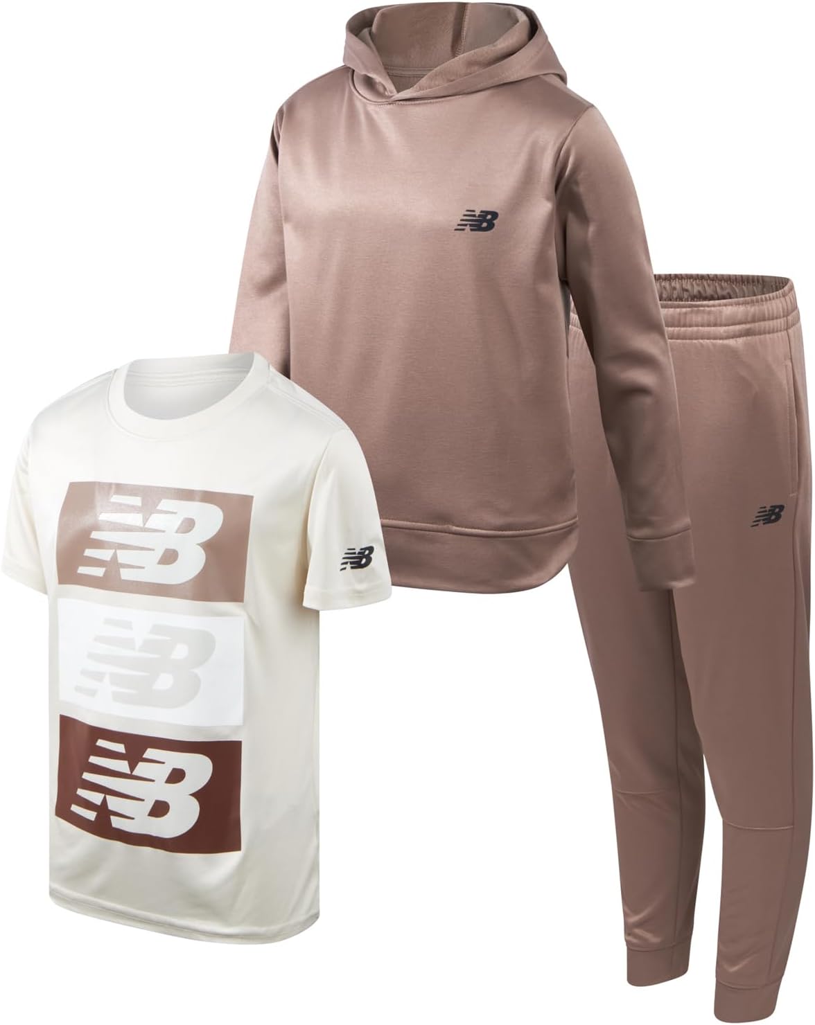 New Balance Boys Jogger Set - 3 Piece Hoodie, Pants, Tee Outfit