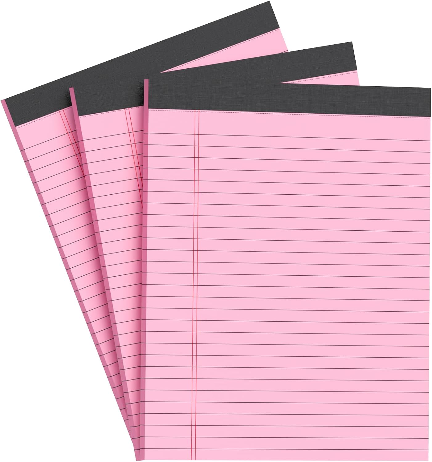 Vibrant Pink Legal Pads, Smooth Writing 9x11 inch, 30 Sheets x3, AILZFEI