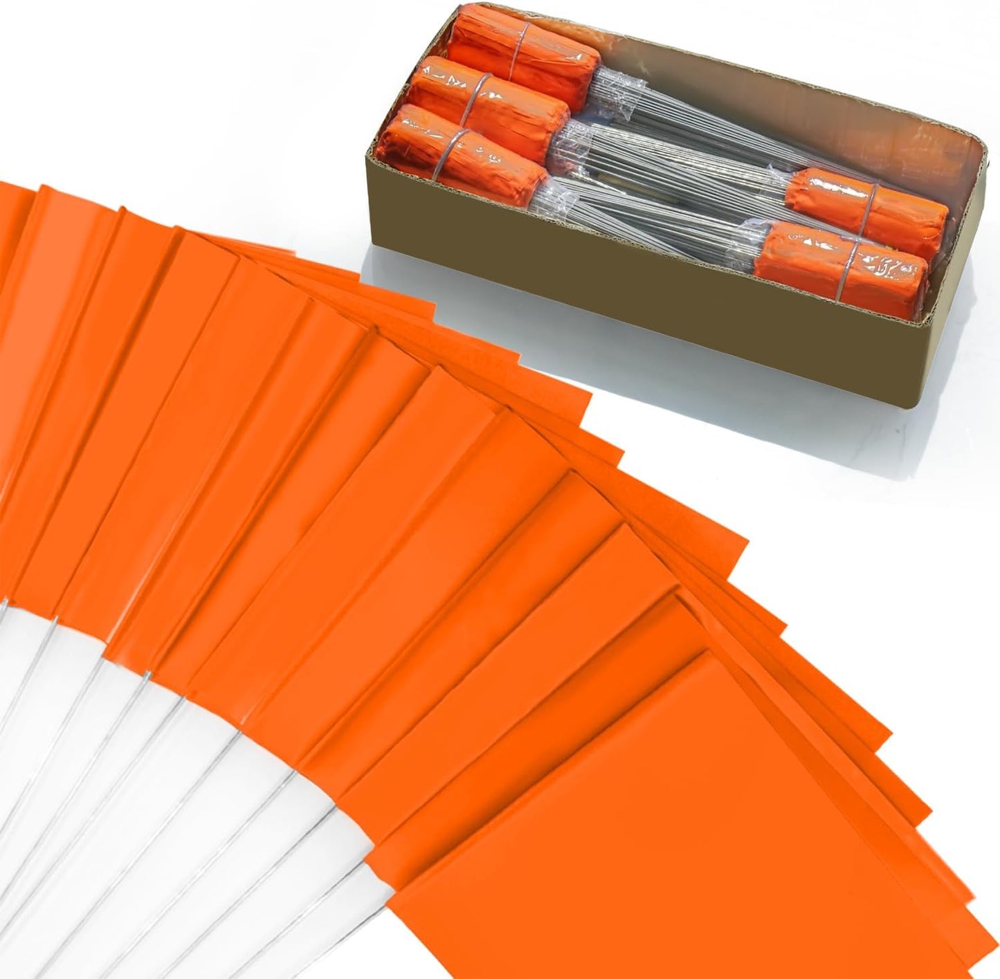 Zozen Marking Flags - Fluorescent Orange Yard Flags for Multiple Uses