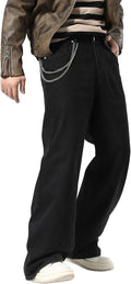 Plaid&Plain Men's Baggy Hip Hop Jeans Vintage Y2k Wide Leg