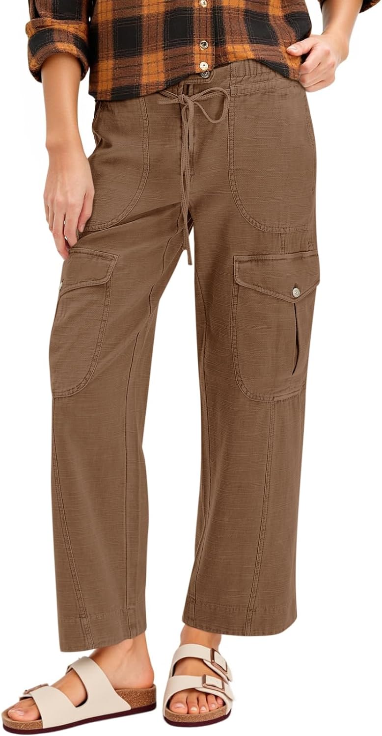 Cicy Bell Womens Cotton Cargo Pants for Casual Hiking Style