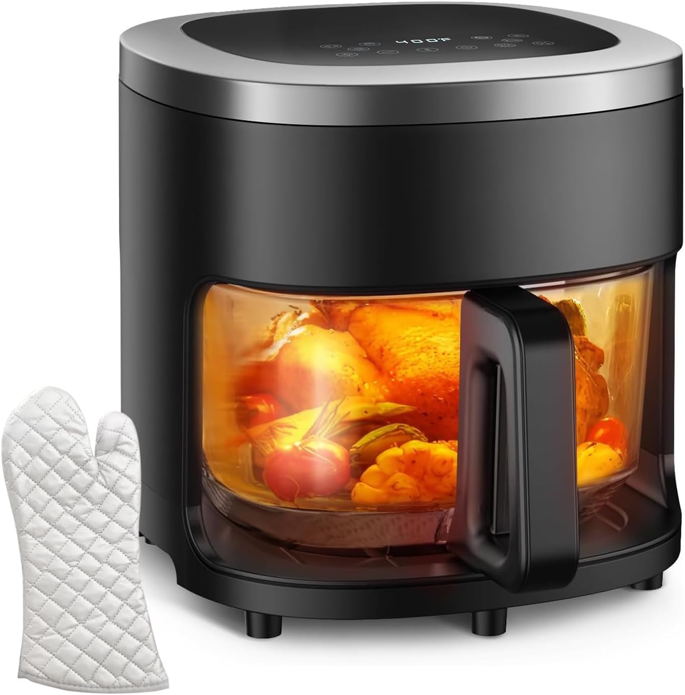 BOSWELL 4.5QT Glass Air Fryer - 6-IN-1 Air Crisp Tech, 97% Less Oil