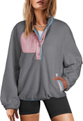 Dokotoo Oversized Fuzzy Fleece Color Block Sweatshirt - Cozy Layer hem