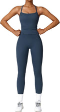 Womens Workout Sets Two Piece Cross Back Tank Top (Style 6BNZ)