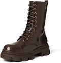 DREAM PAIRS Womens Combat Boots Mid Calf Lace Up - Chunky Lug Sole