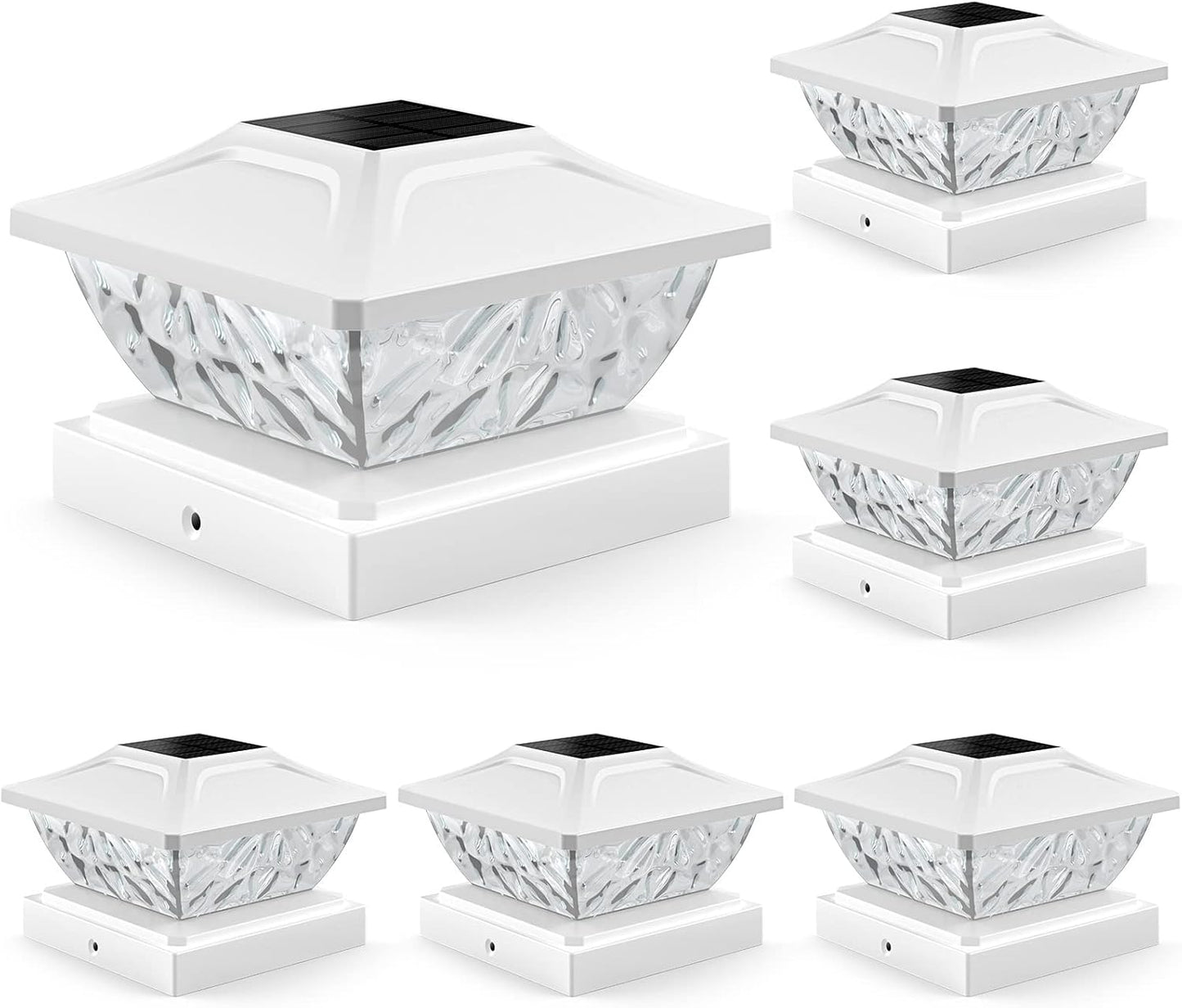Solar Post Cap Lights Outdoor 6 Pack with Two Color Modes