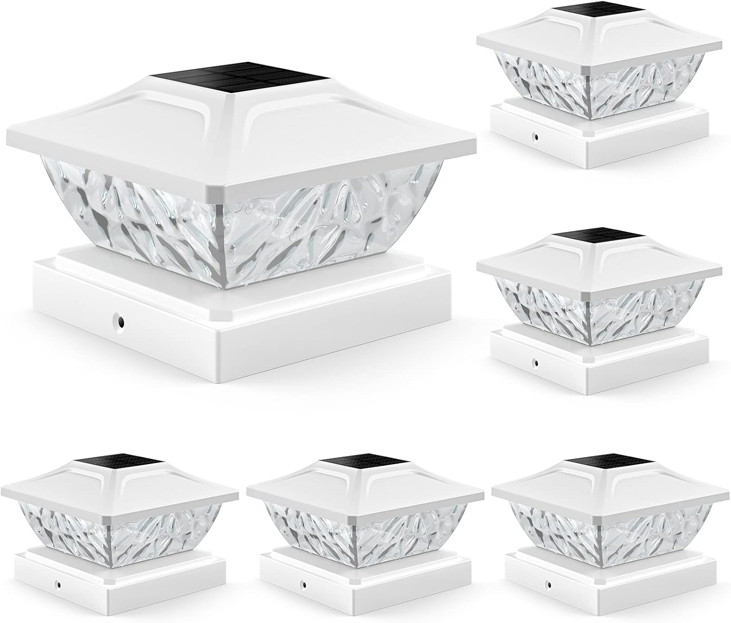 Solar Post Cap Lights Outdoor 6 Pack with Two Color Modes