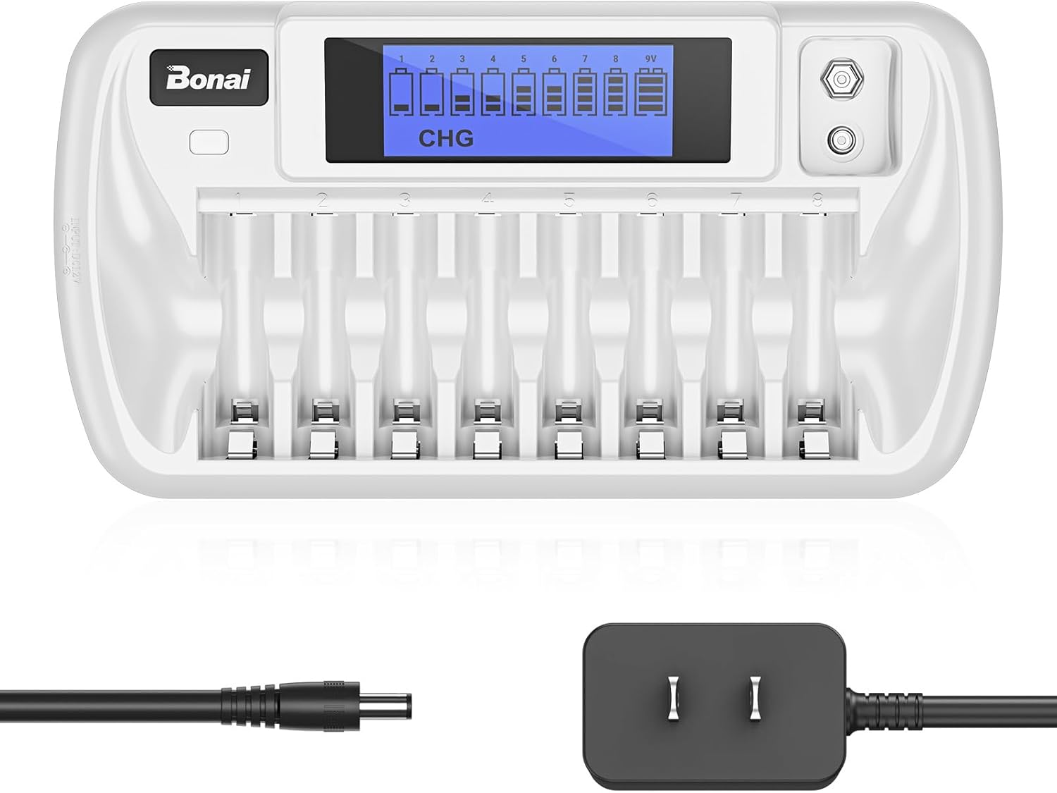 BONAI 8+1 Bay Battery Charger | LCD Display | Independent Control