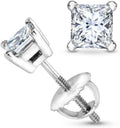 1/2-2 Carat Princess Diamond Stud Earrings - Classic Screw Back