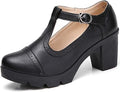 Women's Classic T-Strap Platform Mid-Heel Oxfords - Comfortable 3in