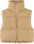 Cropped Puffer Vest Women Zip Up Stand Collar Sleeveless (Style G6YS)