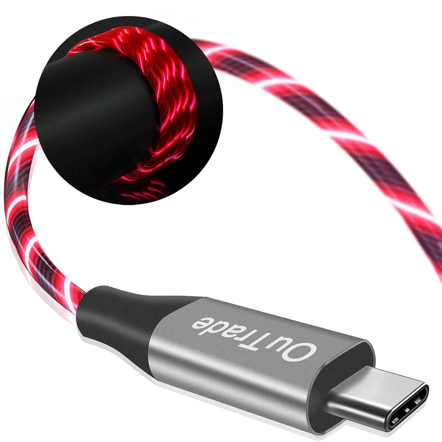 Fast Charge LED USB-C Cable for Samsung Galaxy - 6ft Red