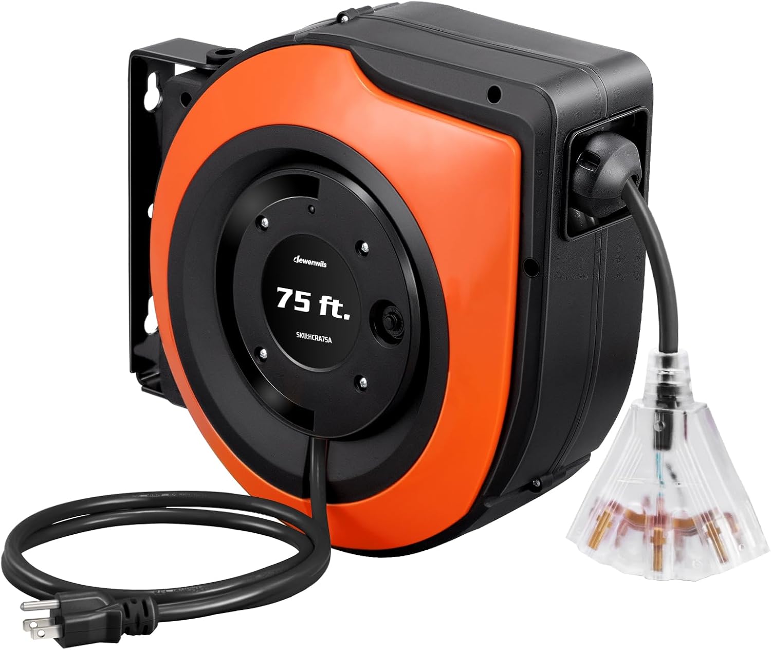 DEWENWILS 75 FT Retractable Extension Cord Reel for Garage Use