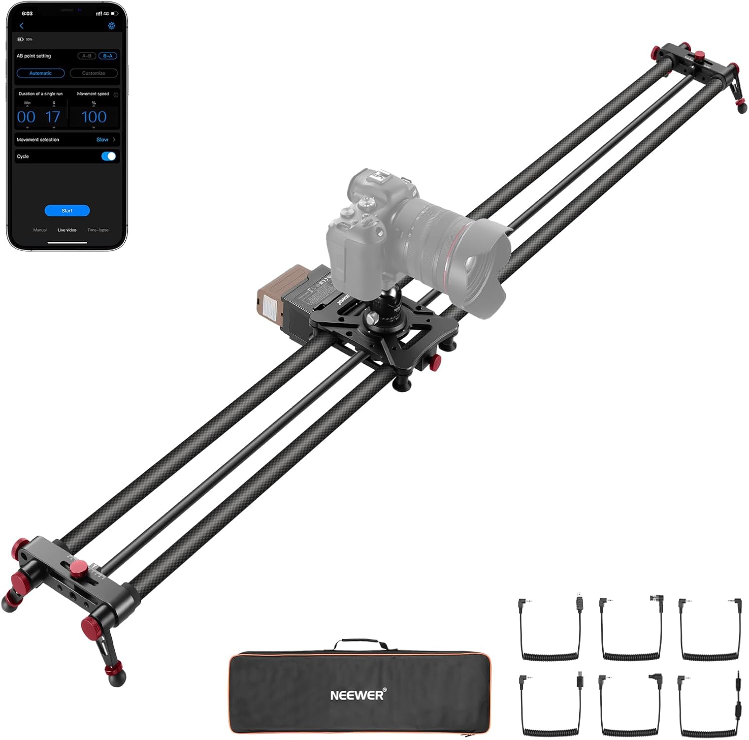 NEEWER 47.2in Motorized Camera Slider for Professional Video