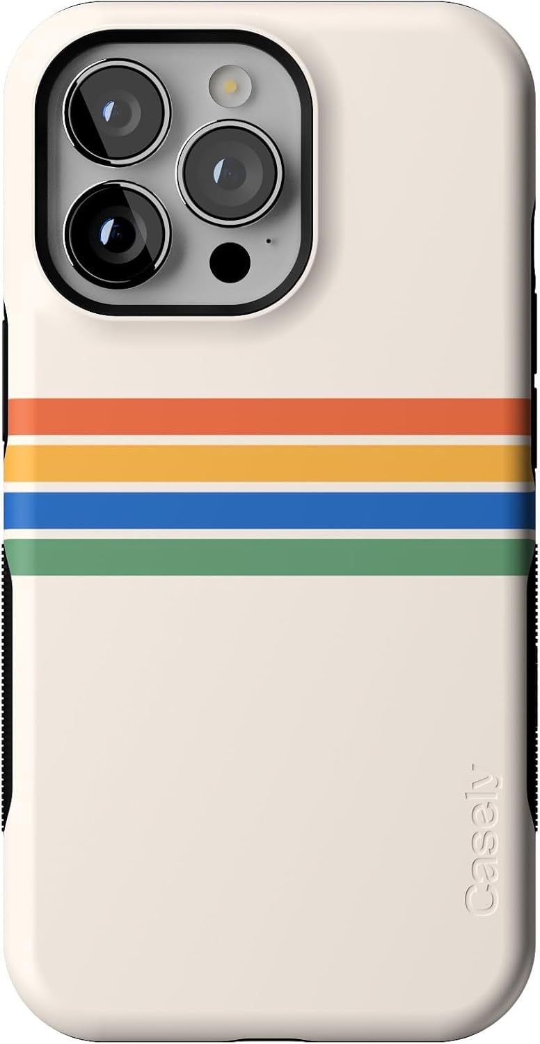 Casely iPhone 13 Pro Case - Totally Groovy Rainbow Stripes