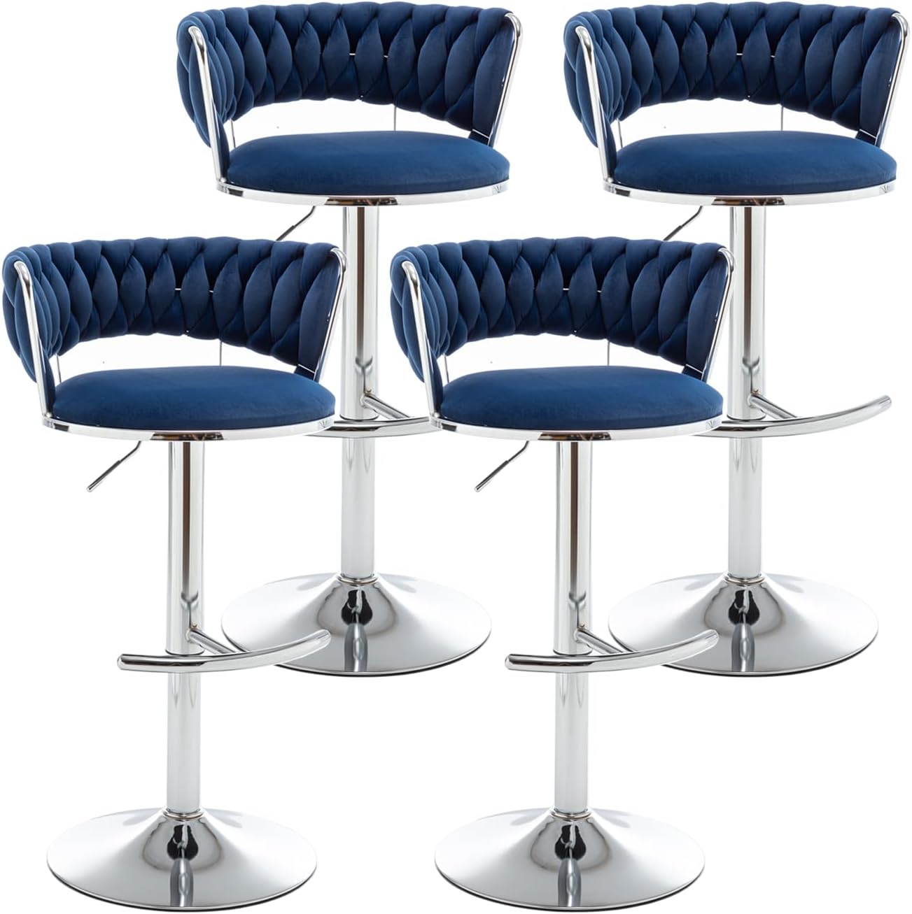 Stylish Velvet Bar Stools Set of 4 for Kitchen Island Use