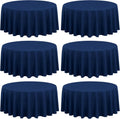 Navy Blue 90 in Round Tablecloth 6 Pack - Durable Washable Covers