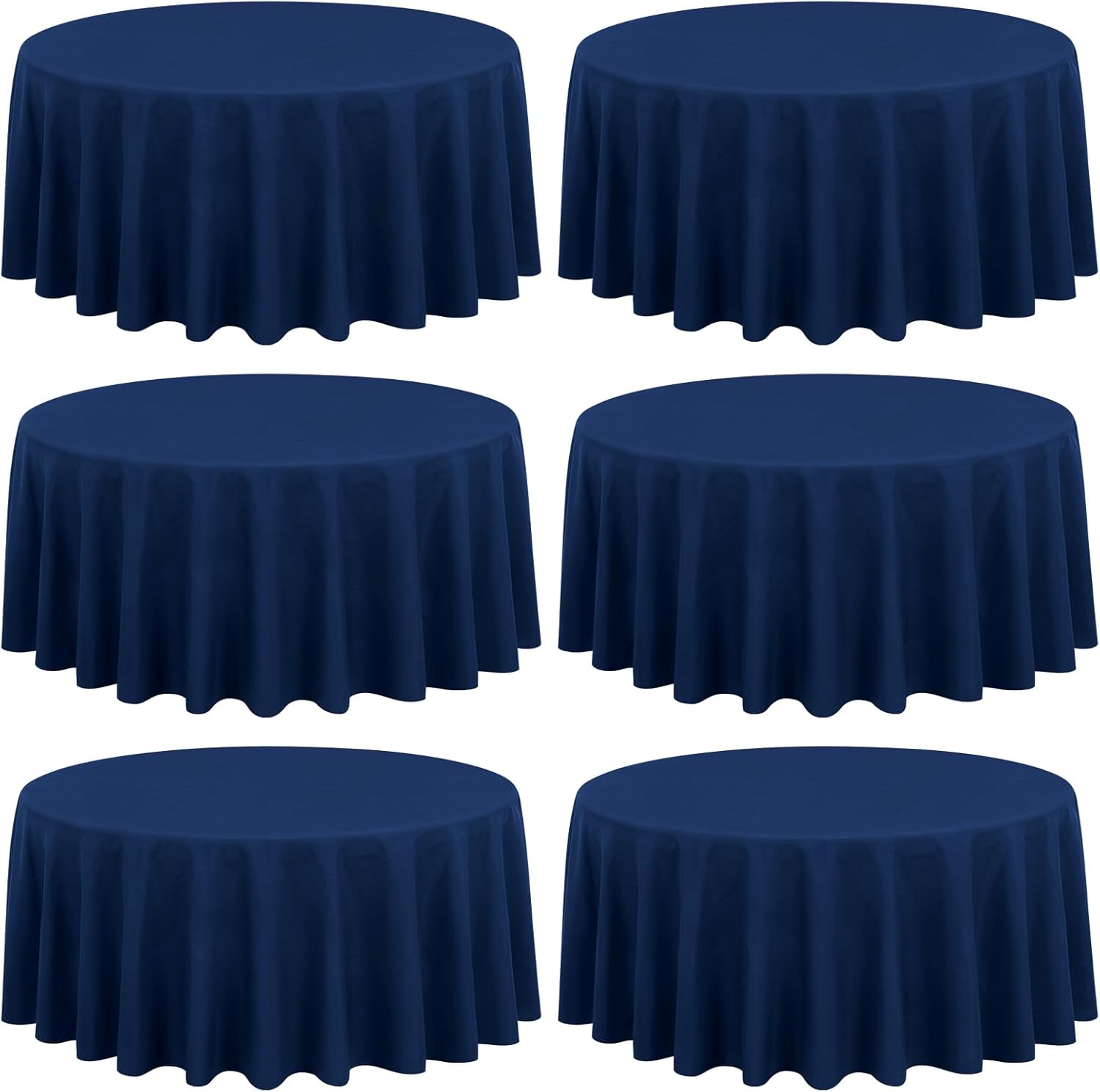 Showgeous 90 Inch Round Tablecloths - 6 Pack Navy Blue Decor
