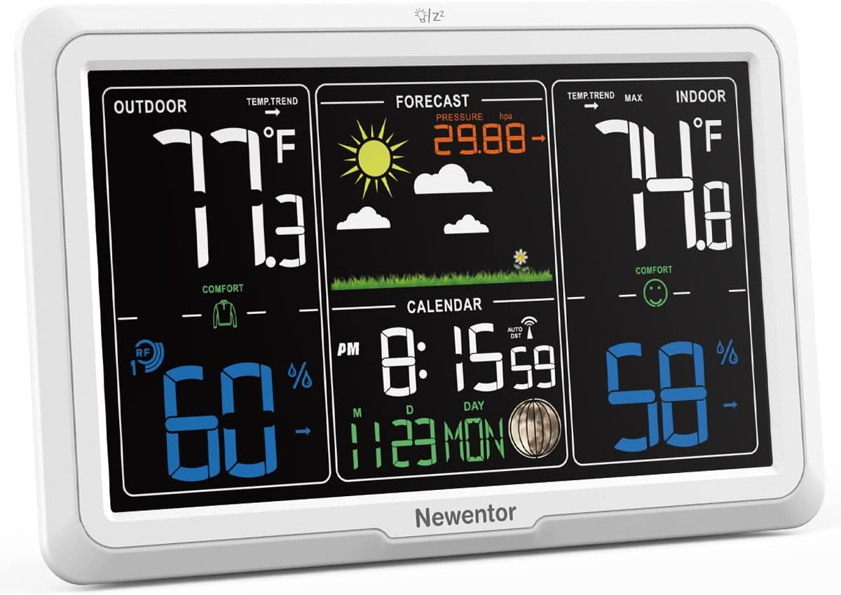 Newentor Weather Station Wireless Indoor Outdoor with Alerts