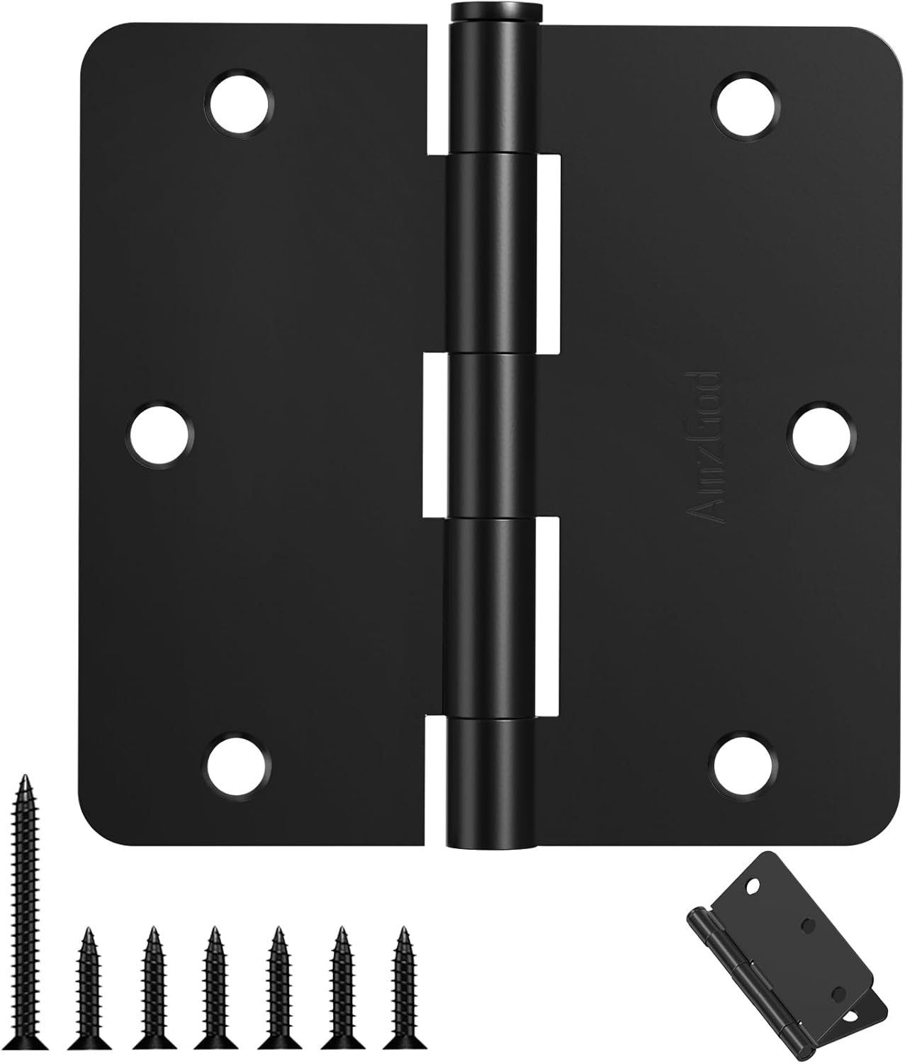 Matte Black Door Hinges - 30 Pack 3.5 Inch Rounded Hinges