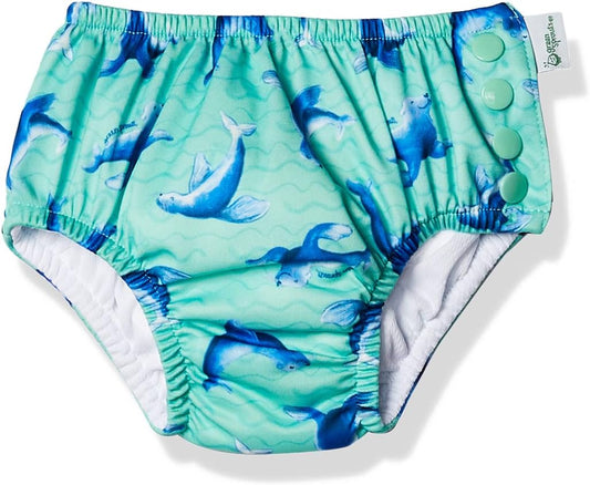 Seafoam Sea Lions Baby Swim Diapers | Reusable & Absorbent!