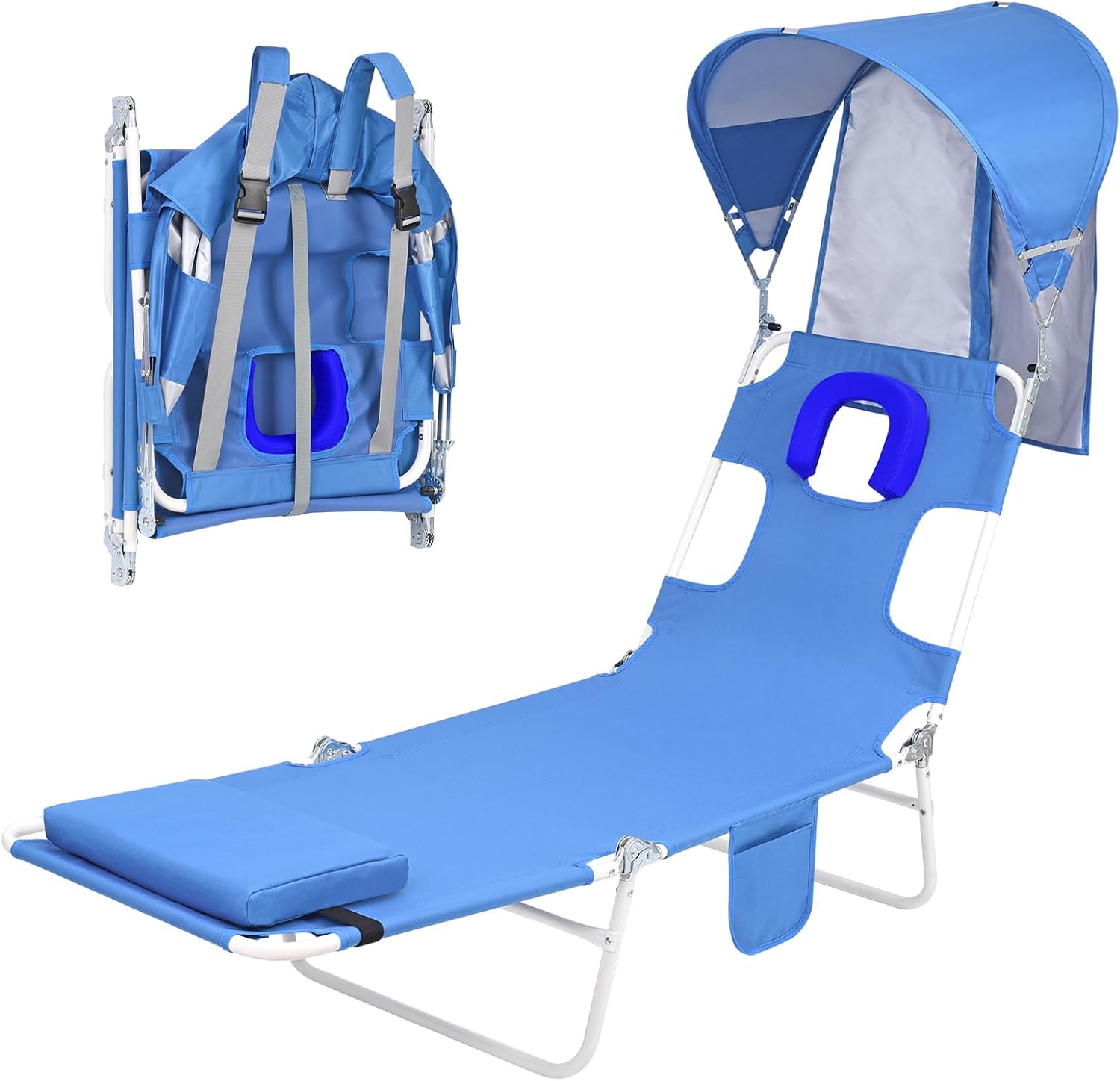 Backpack Beach Tanning Chair with Canopy for Ultimate Comfort