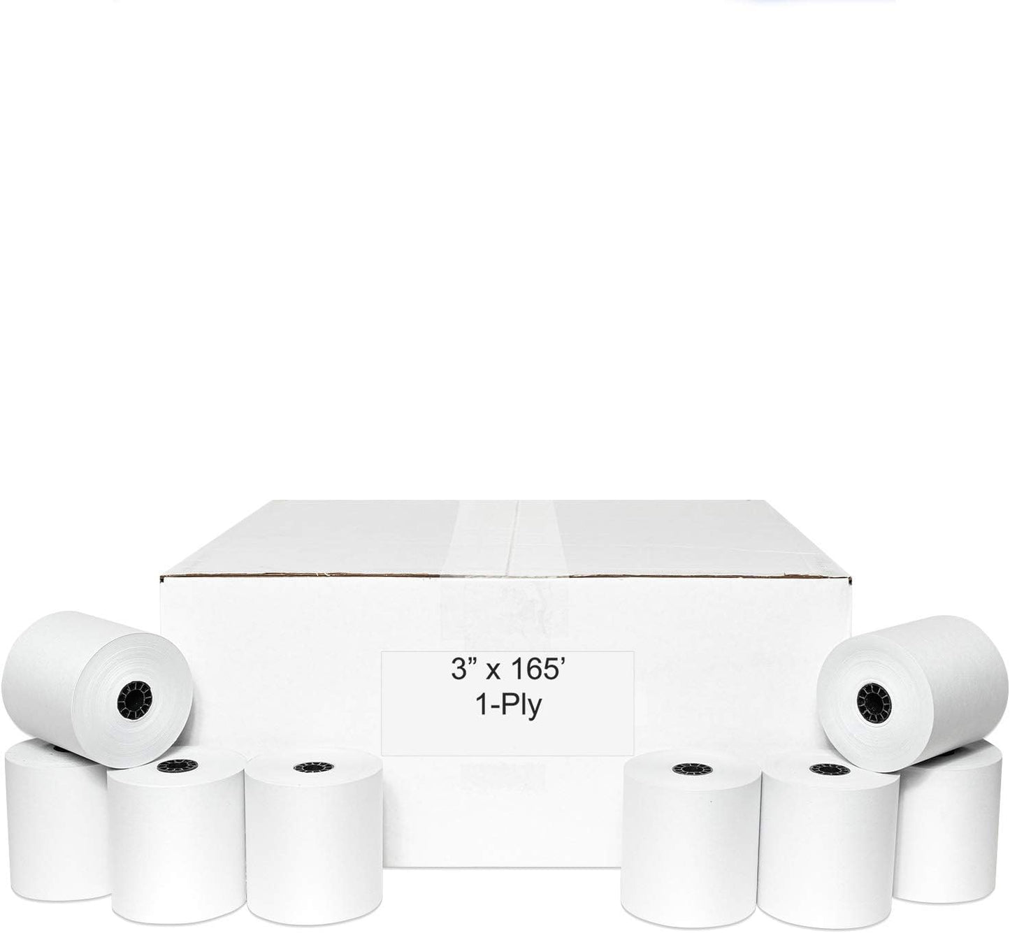 3in x 165ft Cash Register Rolls - 50 Rolls of 1-Ply Bond Paper