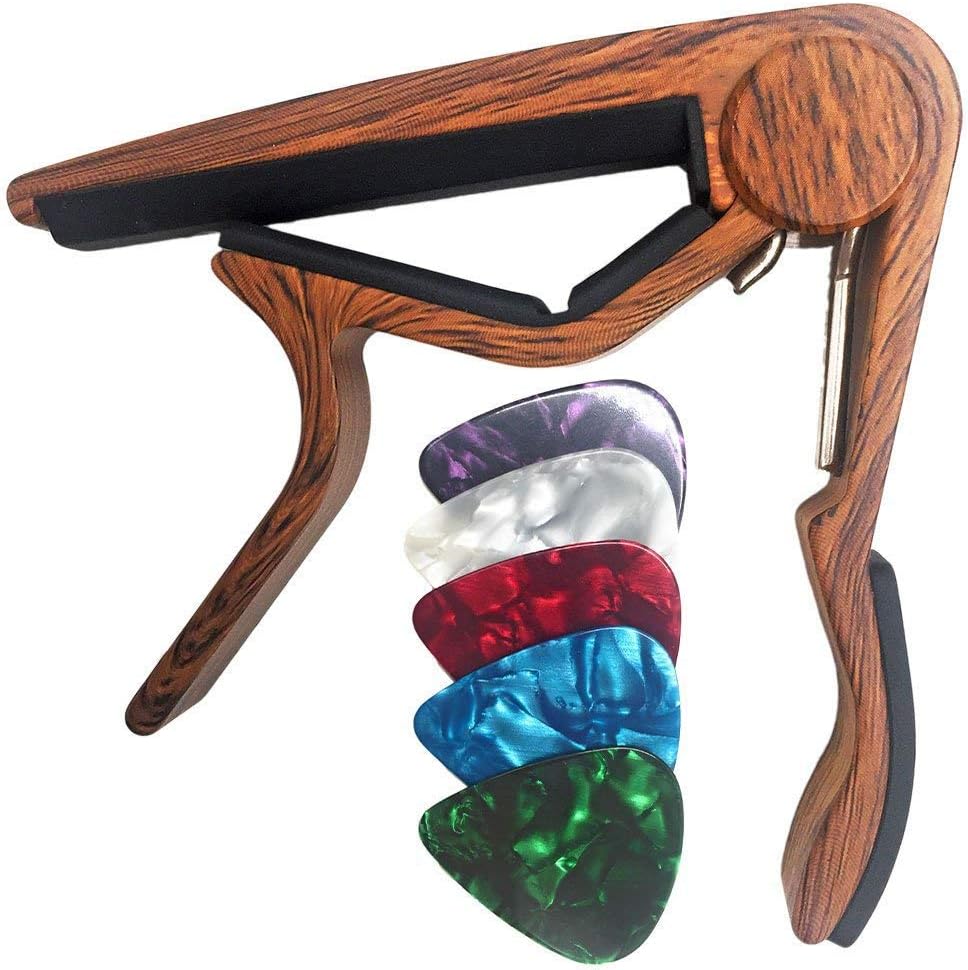 WINGO Rosewood Guitar Capo Set with 5 Picks