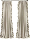 Reyna Ruffle Window Curtain Panel Set - Flowy Wheat Curtains