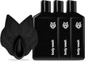 Black Wolf Charcoal Powder Body Wash for Men - 3 Pack