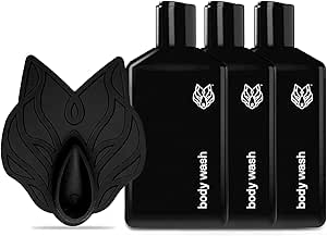 Black Wolf Charcoal Powder Body Wash for Men - 3 Pack