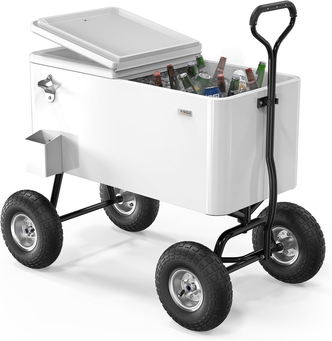 VINGLI 80 Quart Rolling Cooler with Long Handle and Wheels