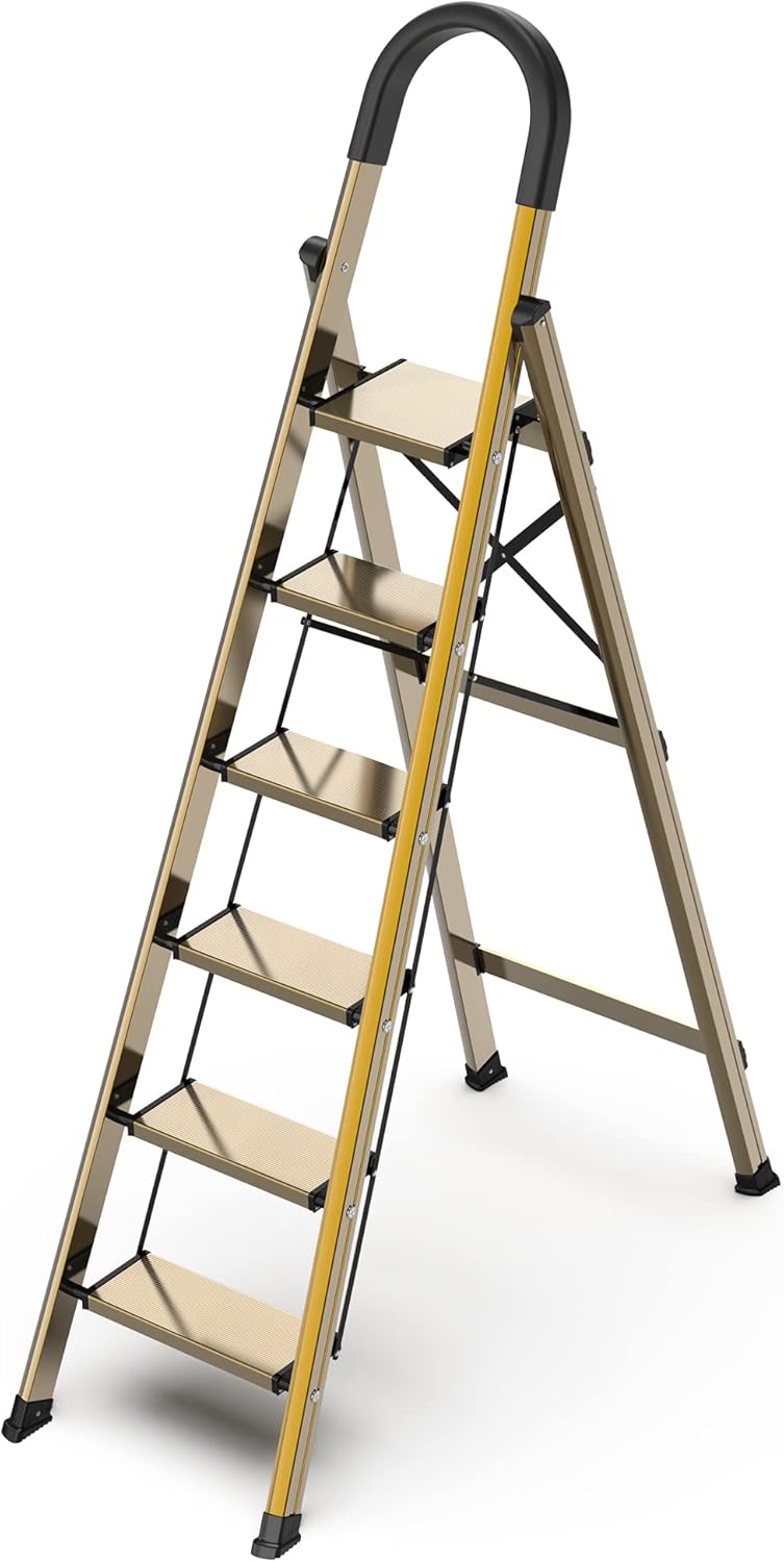 GameGem Lightweight Aluminum 6 Step Ladder for Home Use