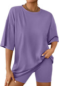 Womens 2 Piece Lounge Set Oversized Tshirt and Biker Shorts cotton
