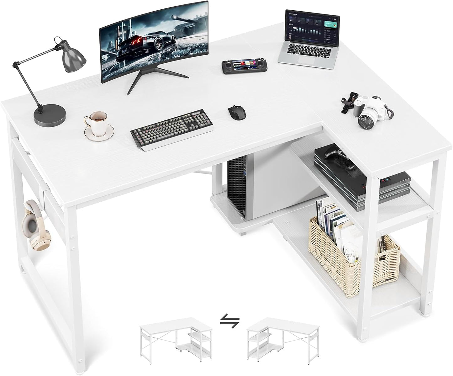 Casaottima L-Shaped Desk: Small & Stylish Storage Solution