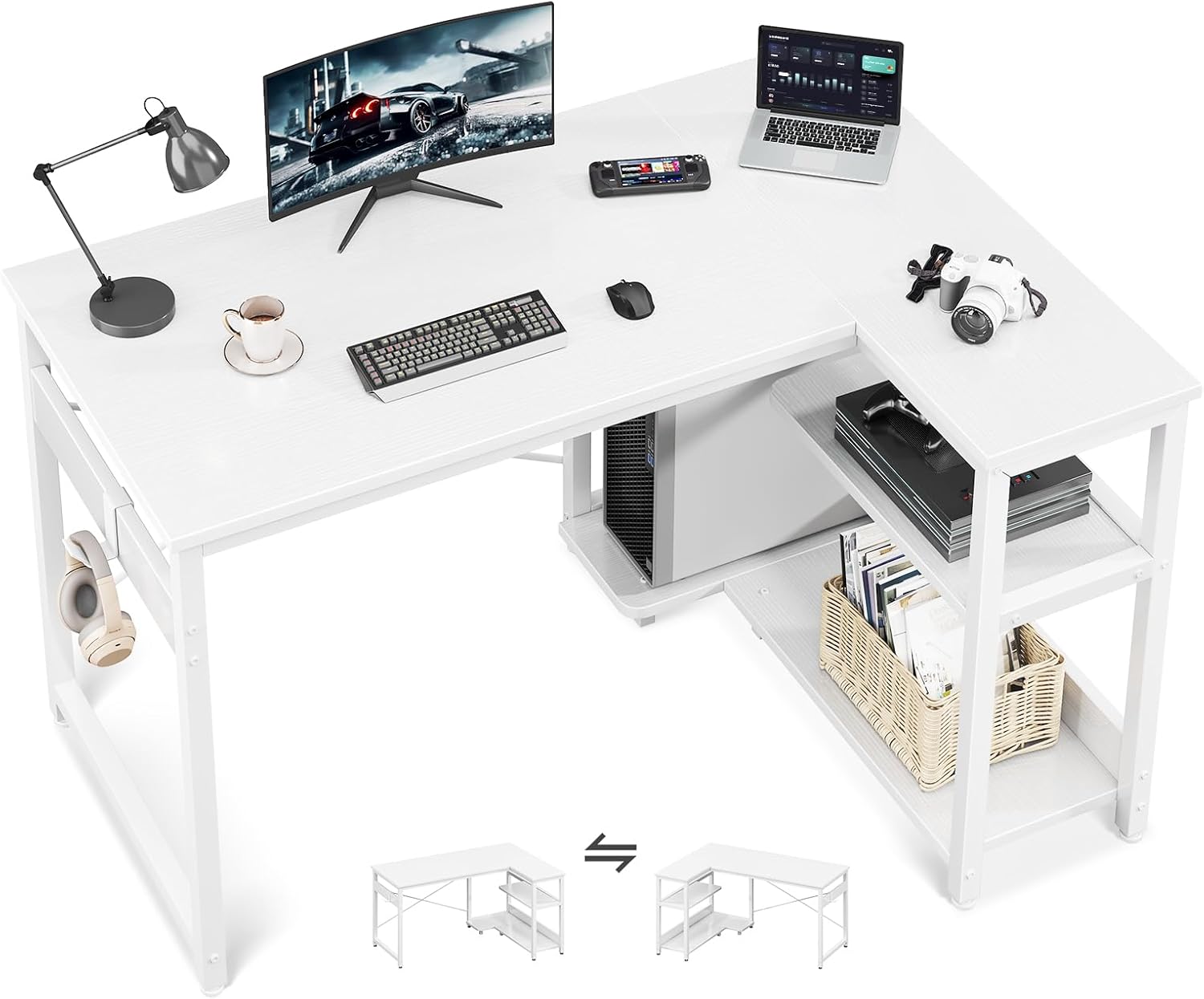 Casaottima L-Shaped Desk: Small & Stylish Storage Solution