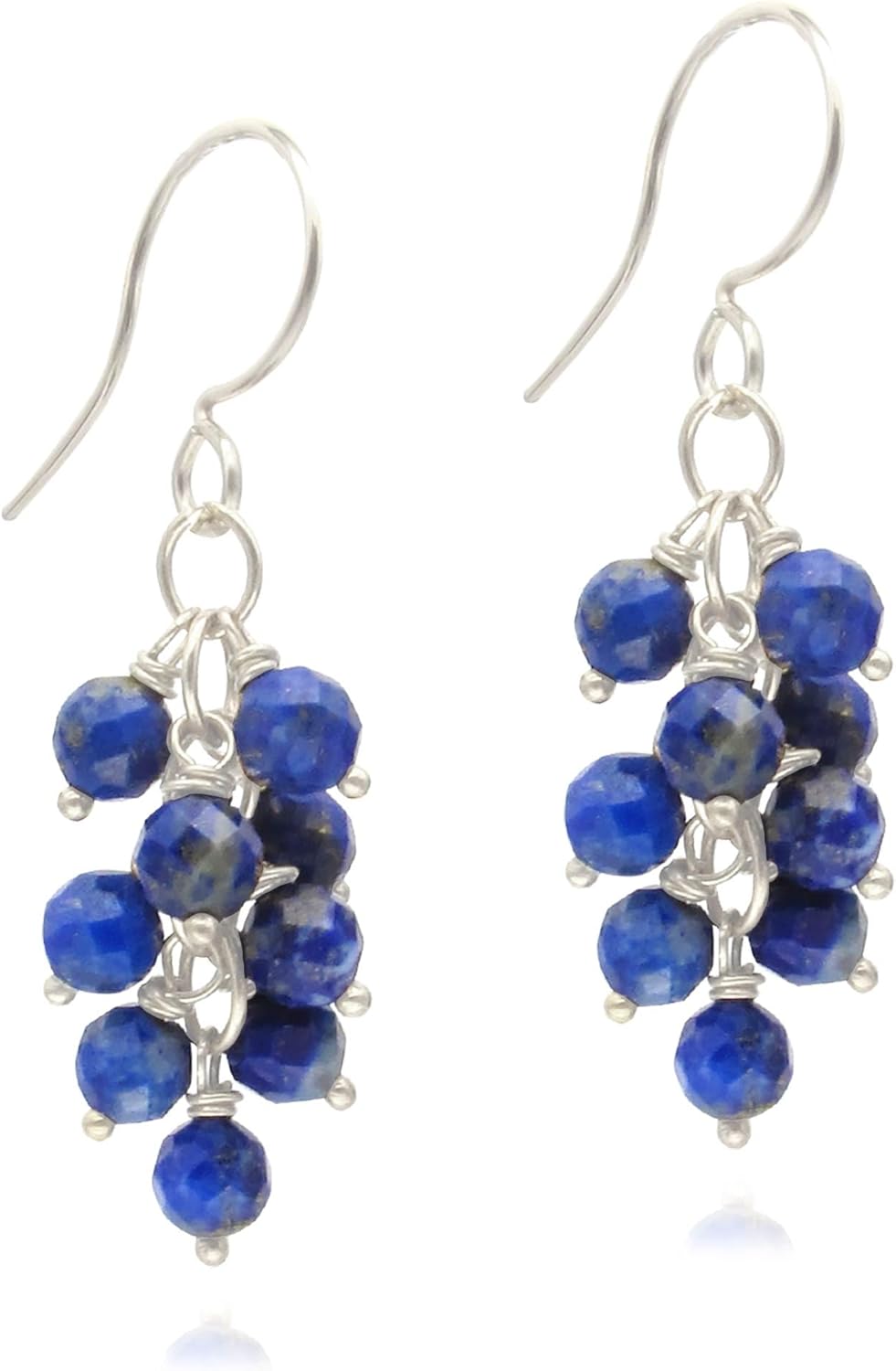 Genuine Gemstone Earrings Cluster Cascade Drop in Gold or Silver