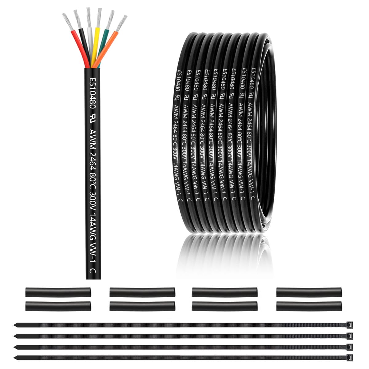 14 Gauge 6 Conductor Electrical Wire for LED Lighting and More
