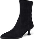 Pointed Toe Ankle Boots Stacked Kitten Heel - Comfortable Fall Booties