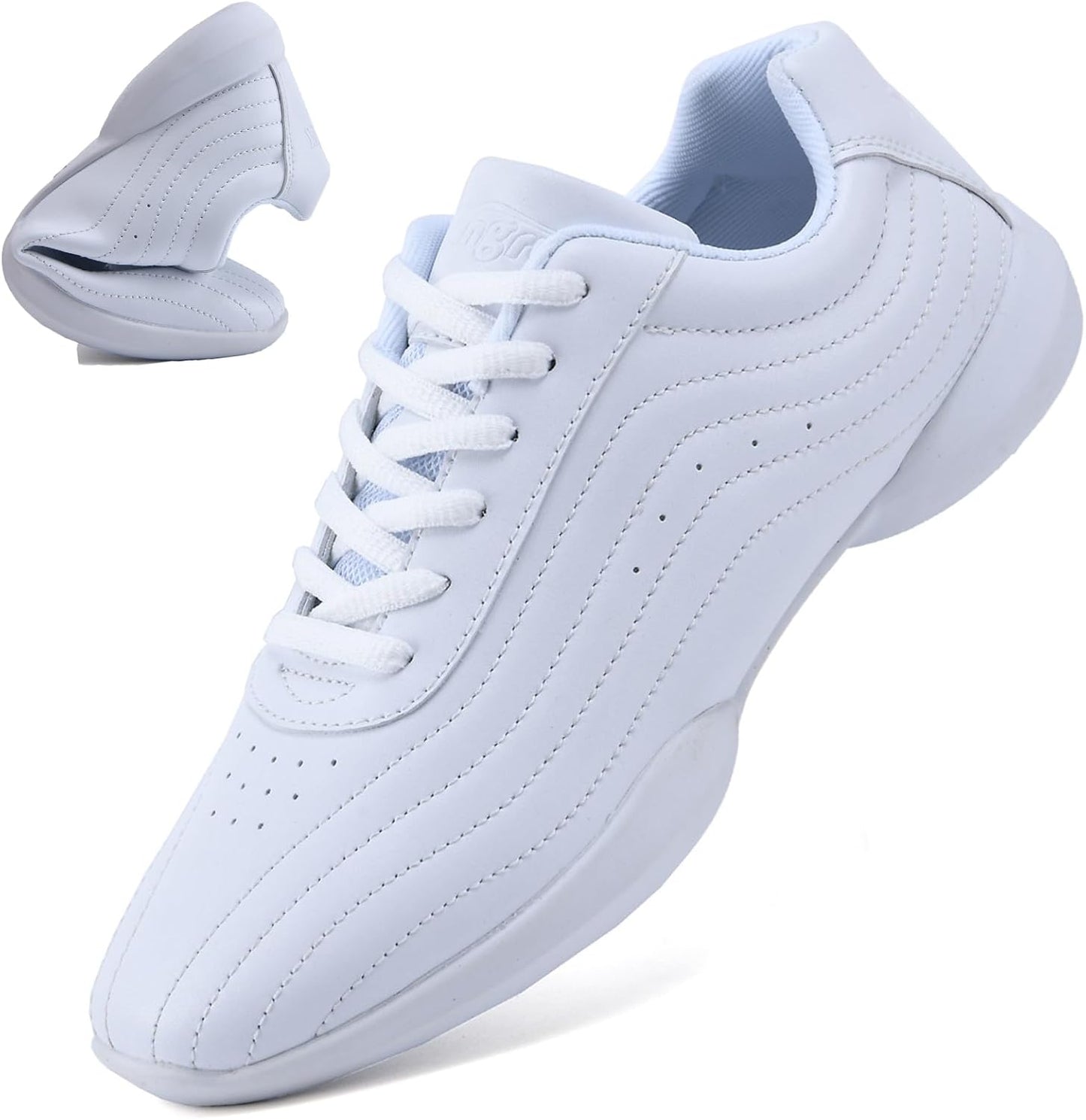 DADAWEN Girls White Cheer Shoes for Youth Cheerleading