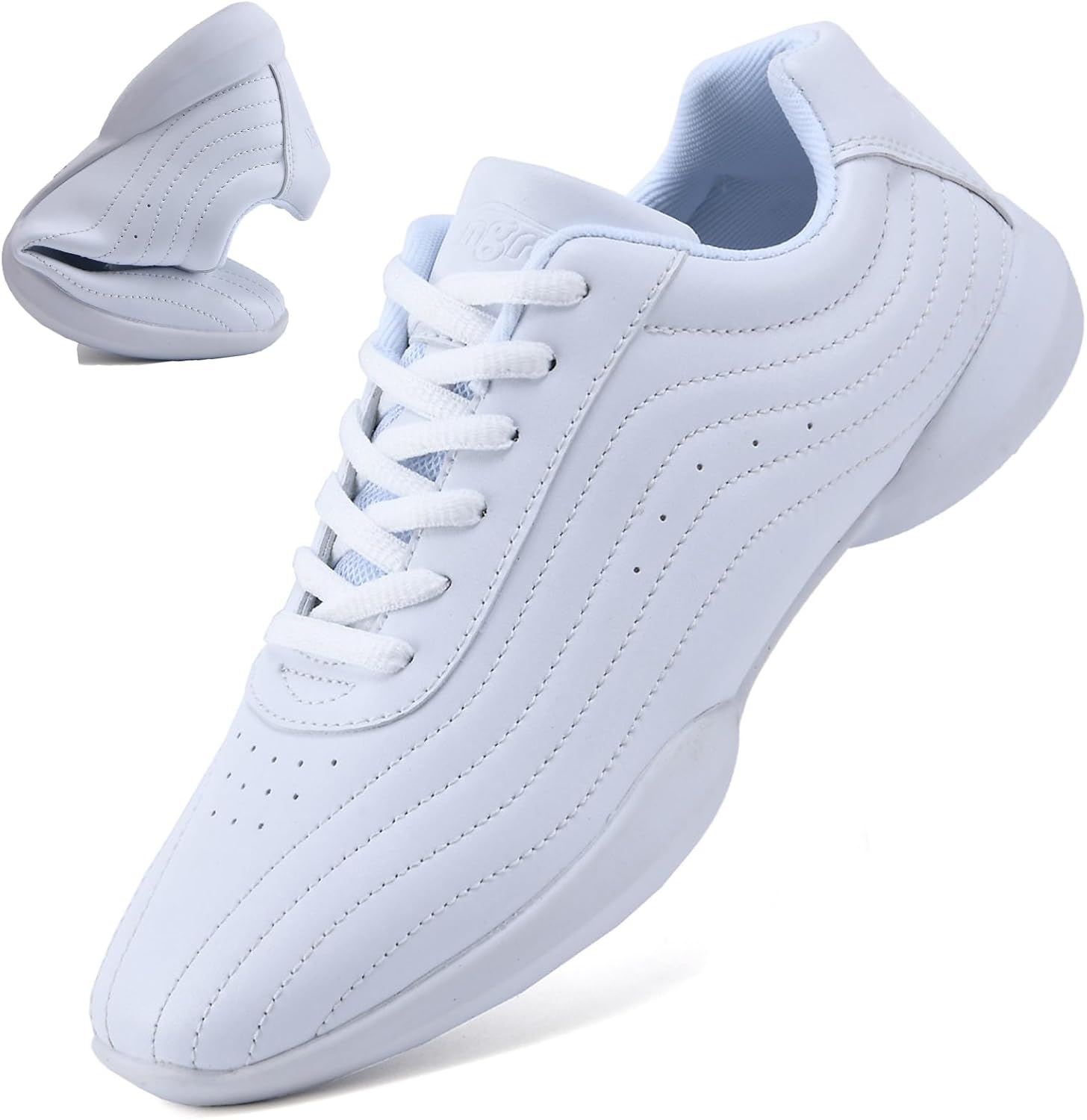 DADAWEN Girls White Cheer Shoes for Youth Cheerleading