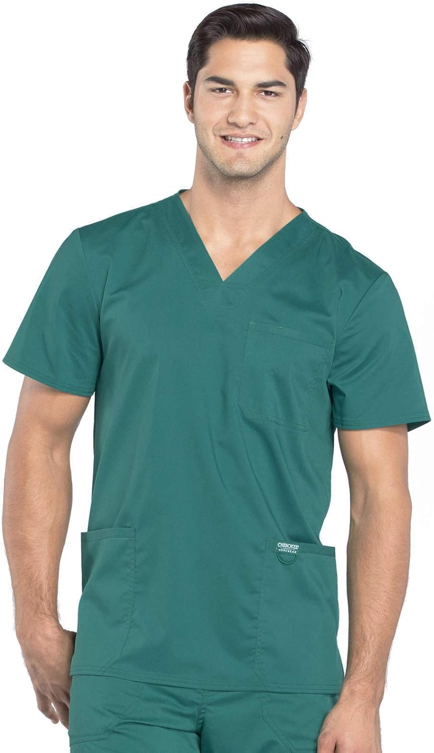 Cherokee Scrub Top for Men V-Neck with 3 Pockets and Style