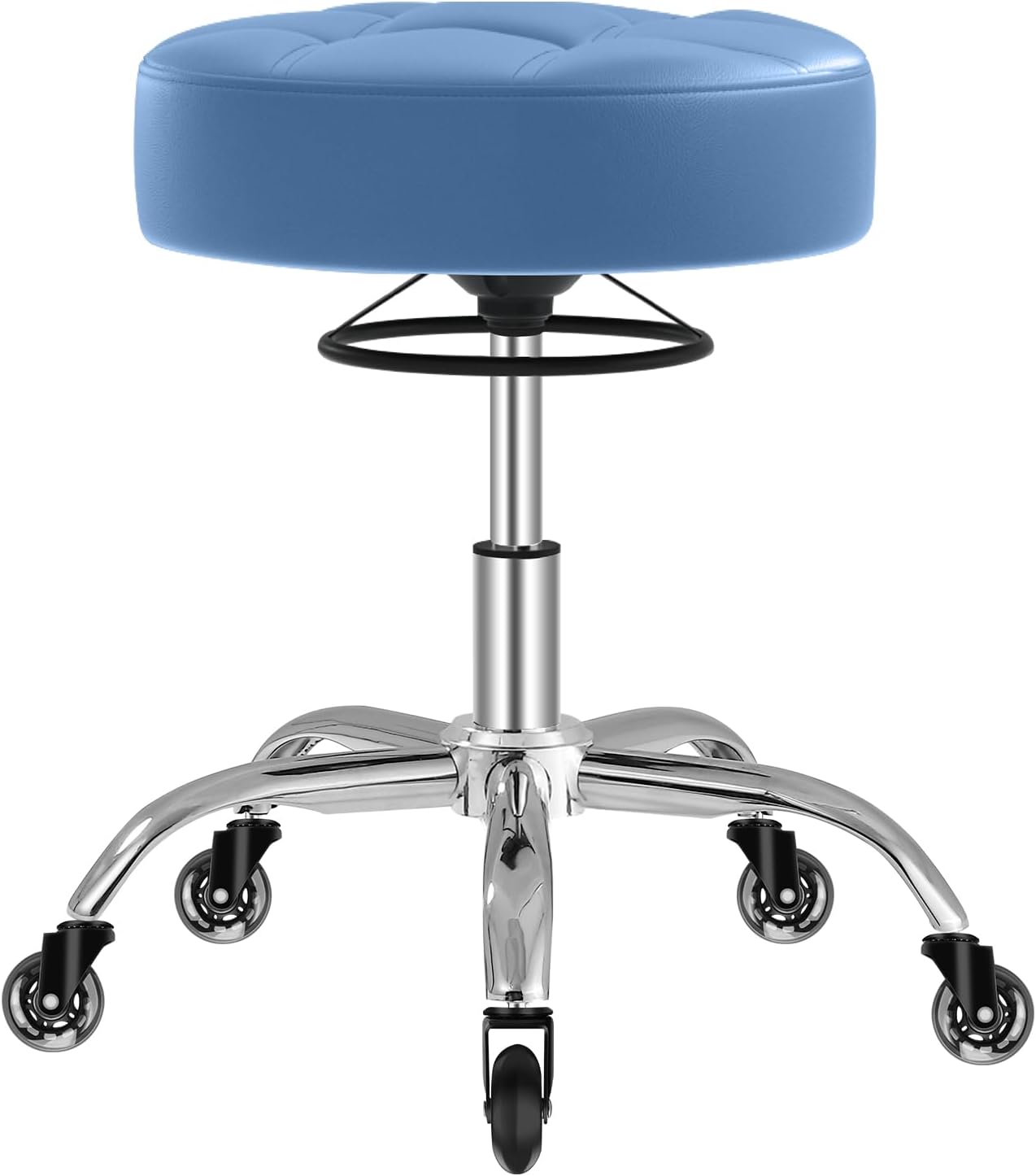 Heavy Duty Rolling Stool with Soft Cushion and 360 Swivel