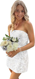 Strapless Floral Print Homecoming Dress for Teens - Satin Mini